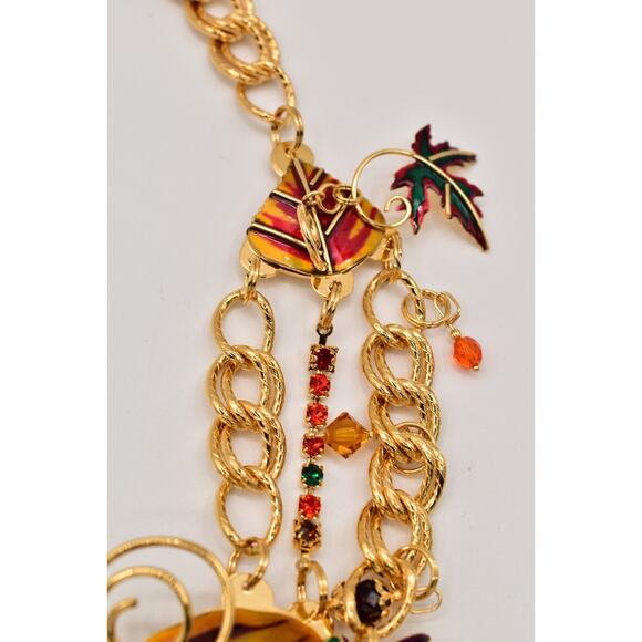 Lunch At The Ritz Autumn Fall Belt Chain Rhinestone Crystal Maple Leaf RARE main image 4